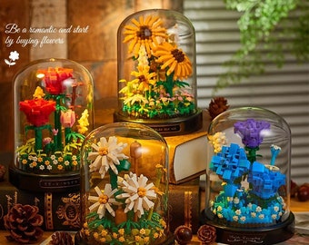 Vivarium de Fleurs | LEGO®  | Cadeau | fleurs de la vie éternelle | décoration de la maison| Puzzle| Tournesol | Fête des mères |