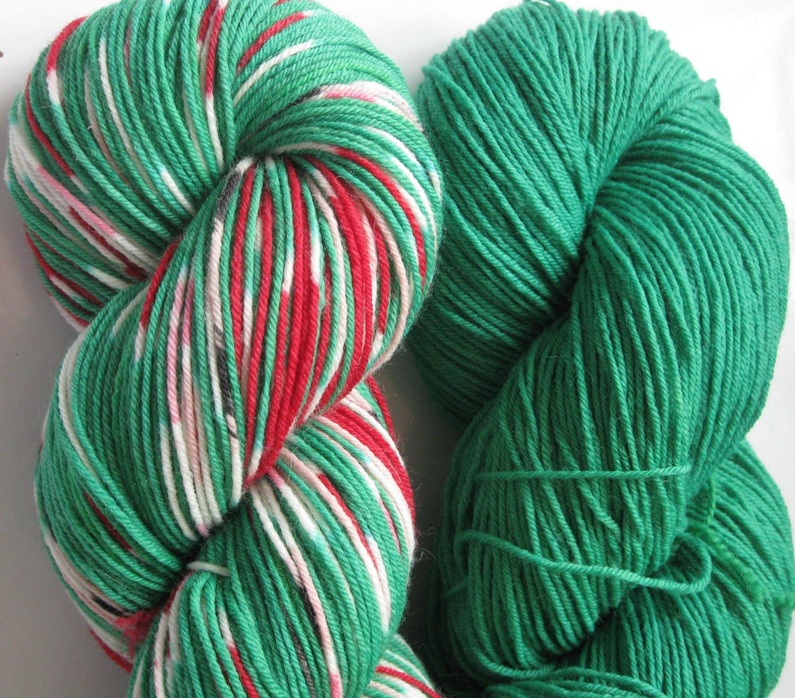 Preorder Hand Painted self patterning Christmas sock yarn Etsy