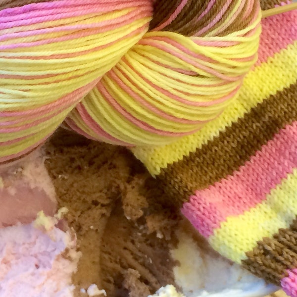 Neopolitan ice cream sock yarn