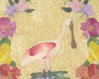 Roseate Spoonbill Applique quilt pattern