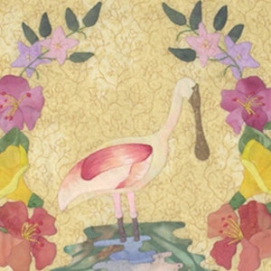 Roseate Spoonbill Applique quilt pattern
