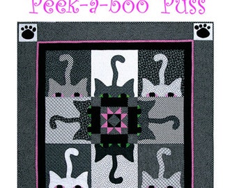 kitty cat quilt pattern - Peek-a-Boo Puss