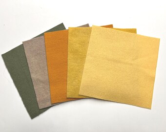 Five 6” squares of felted wool for appliqué- assorted earth tones