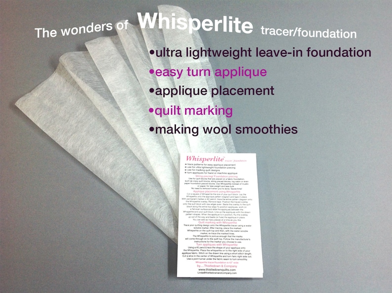 Whisperlite quilt foundation/tracer material for quilting image 6