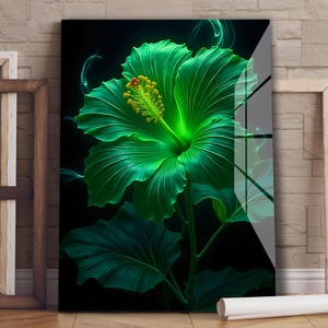 Bloemenkunst van gehard glas | Kleurrijk glazen paneel | Moderne bloemenmuurdecoratie | Botanisch glaskunstwerk | Levendig woonaccent