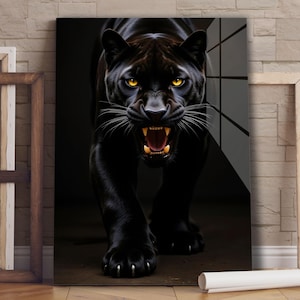 Black Panther Tempered Glass Wall Art | Animal Wall Art | Wildlife Wall Art | Luxury Wall Art | Modern Wall Decor | Glass Wall Decor