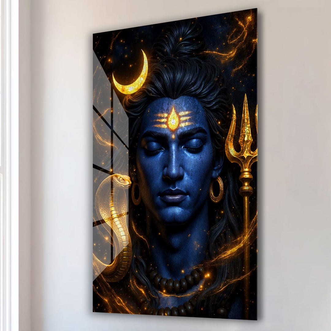 Lord Shiva Tempered Glass Wall Art: Hindu God Decor, Spiritual Home - Etsy
