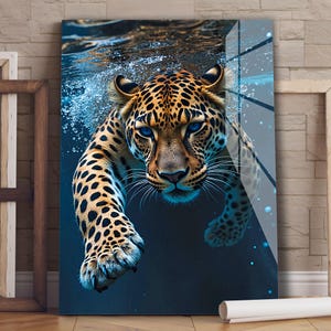 Leopard Tempered Glass Wall Art | Animal Wall Art | Wildlife Wall Art | Luxury Wall Art | Modern Wall Decor | Glass Wall Decor