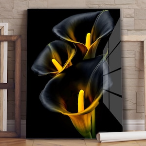 Bloemenkunst van gehard glas | Kleurrijk glazen paneel | Moderne bloemenmuurdecoratie | Botanisch glaskunstwerk | Levendig woonaccent