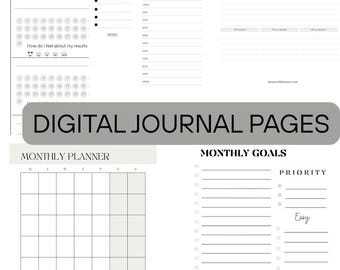 Simple Digital & Printable Planner Pages, Yearly, Monthly, Daily Pages