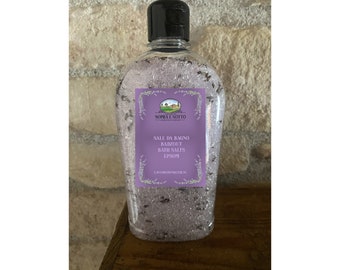 Luxury Lavender Epsom Bath Salts with dried lavender flowers and essential oil. 475 grams. Handmade at our Italian agriturismo!