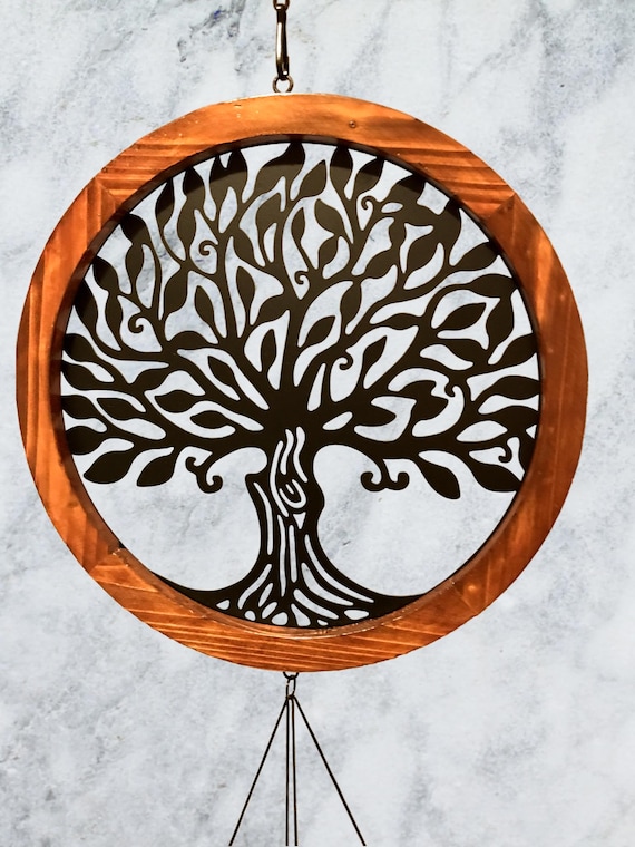 Wind Chimes Tree of Life Hand Painted - Black - Etsy