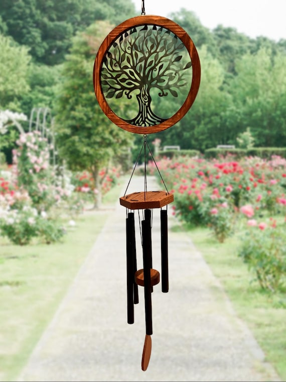 Wind Chimes Tree of Life Hand Painted - Black - Etsy