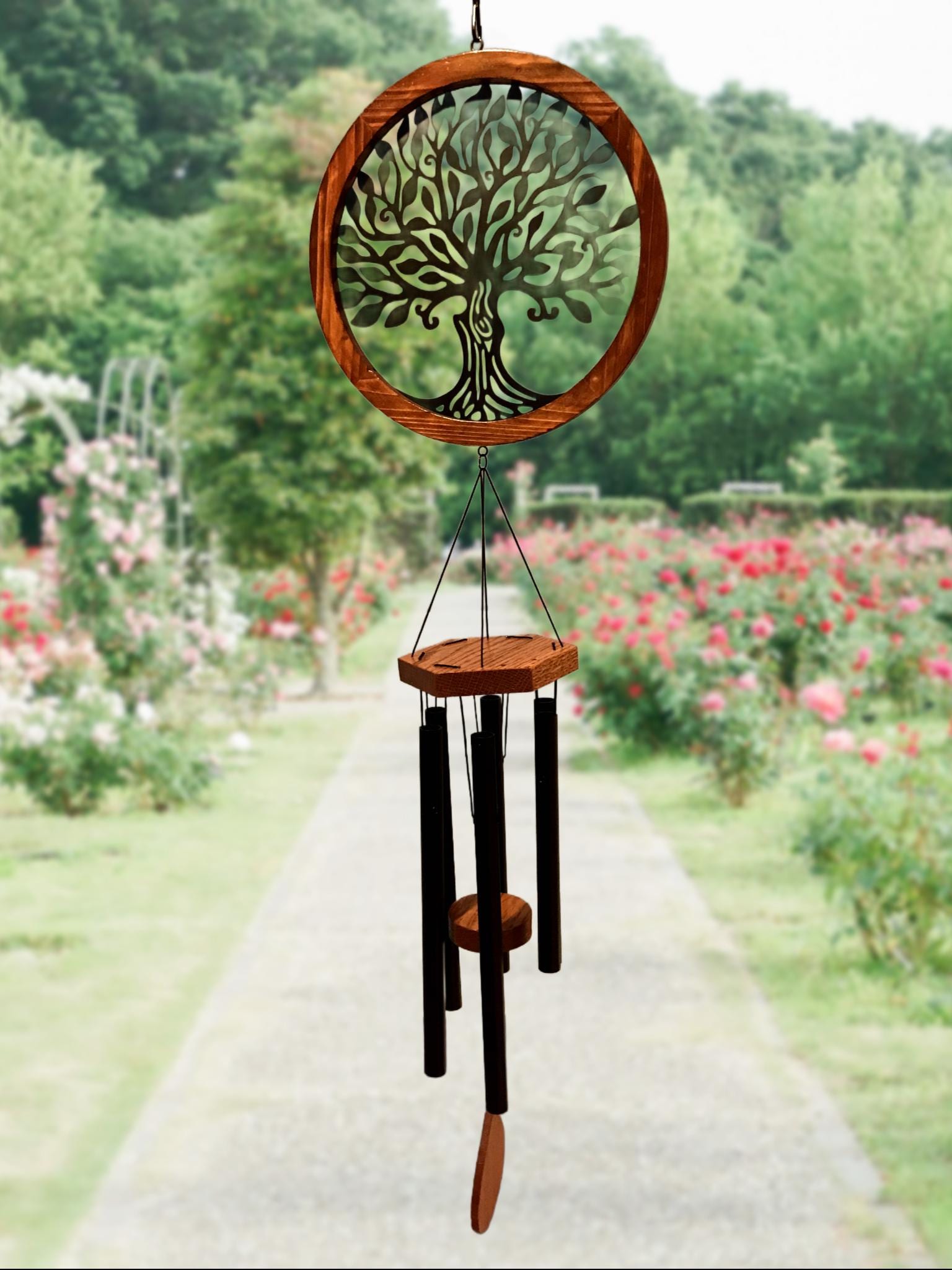 Wind Chimes Tree of Life Hand Painted - Black - Etsy