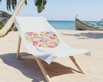 Strandhanddoek met bloemenhart