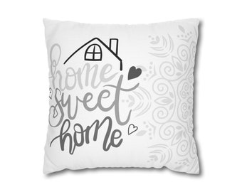 Housse de coussin monochrome Home Sweet Home