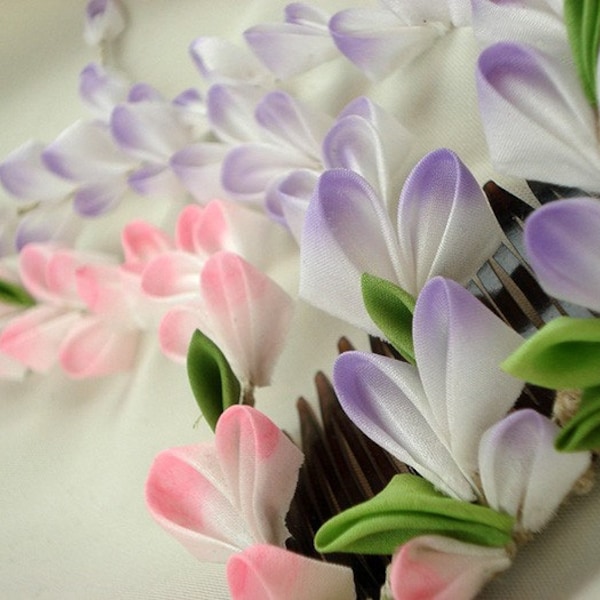 Lavender and Pink Wisteria Kanzashi