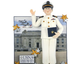 USNA Graduate Ornament with Background - United States Naval Academy Graduation Gifts