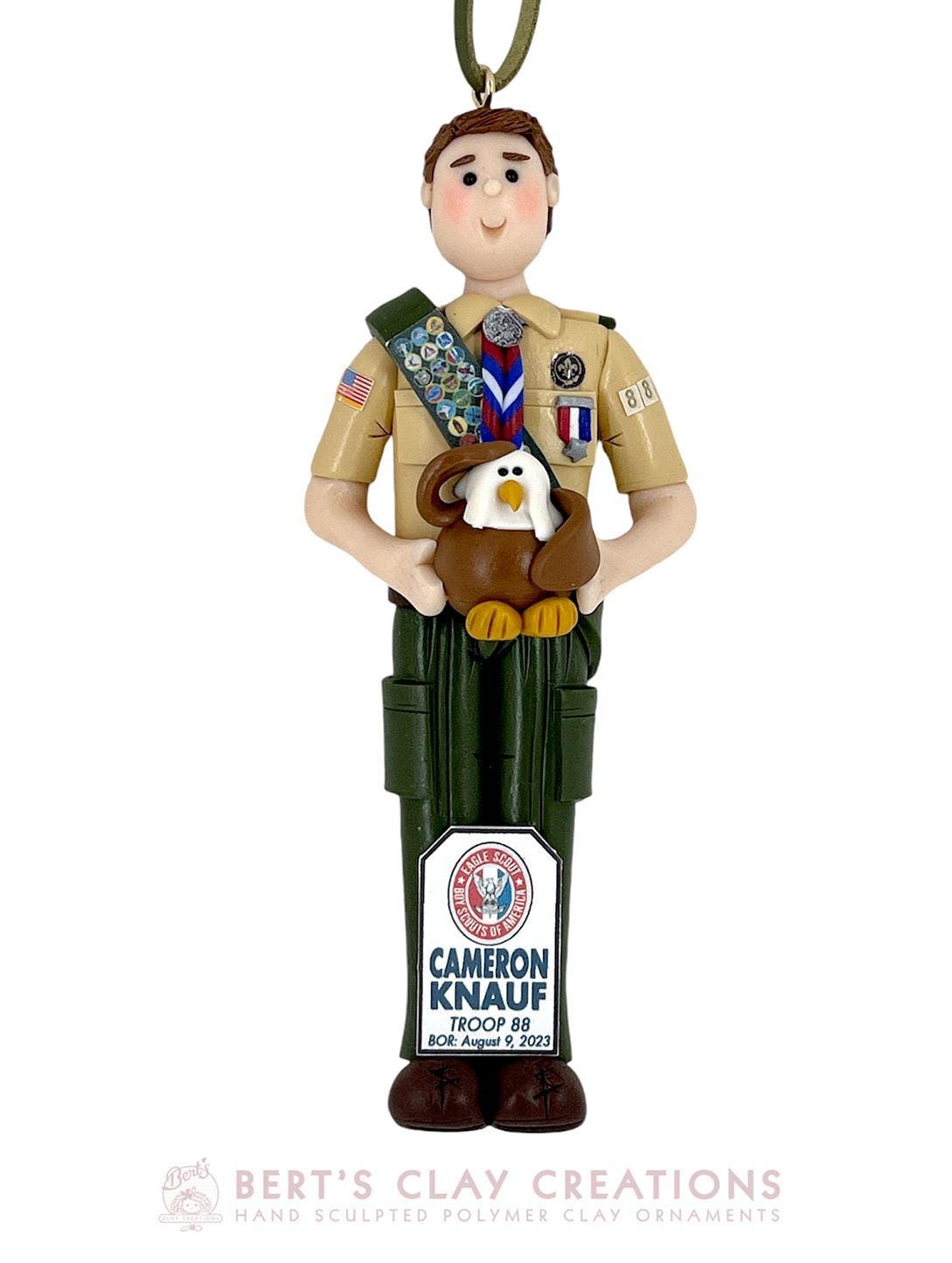 Personalized eagle scout ornament, male or female eagle scout gifts, eagle scout toppers - licensed with bsa