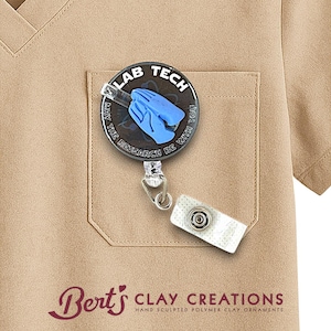 Lab Tech worker swappable badge topper professional science holder for laboratory workers gift for technician badge display ID accessory