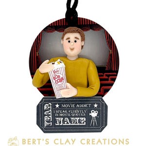 Personalized Movie Ornaments - Film Club Gifts - Film Ornaments - Male or Female - Skin Tone & Hair Color Options Included