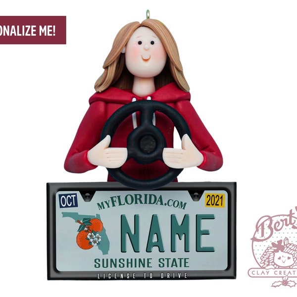 New Driver Ornament - State License Plate - Teenage Milestone Gift, teen driver gift, learners permit gift,