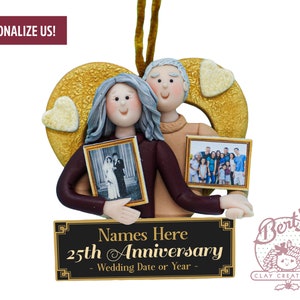 Personalized Anniversary Ornament with Wedding Photo – Handmade Keepsake