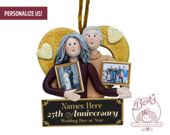 Personalized Anniversary Couple Ornament with Wedding Photo - Anniversary Gifts, 50th anniversary, 25th anniversary