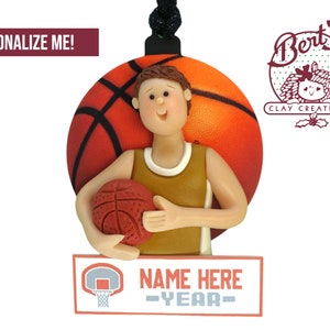 Personalized Basketball Player Ornament - Male or Female - Skin & Hair Color Choices - Two Color Shirt Choices Included