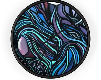 Psychedelic Time: Purple & Blue Trippy Clock