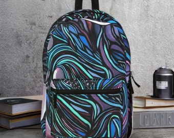 Twist of Tranquility: Blue and Purple Twist Backpack