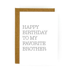 Cartão de aniversário para impressão - Feliz aniversário para meu irmão favorito - Download digital