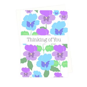 Digital Thinking of You Printable Card - Sympathy - Just Because - Instant Download Blank Greeting Card - Pansy