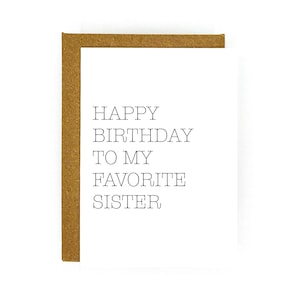 Printable Birthday Card - Happy Birthday To My Favorite Sister - Digital Download