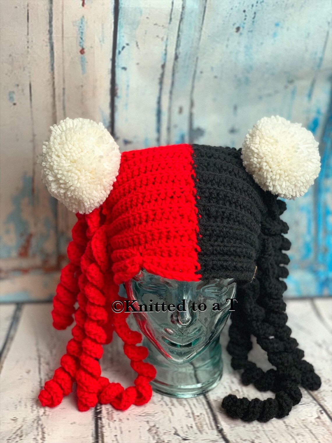 RTS Crochet Harley Quinn Inspired Beanie Crochet Hat FREE Etsy
