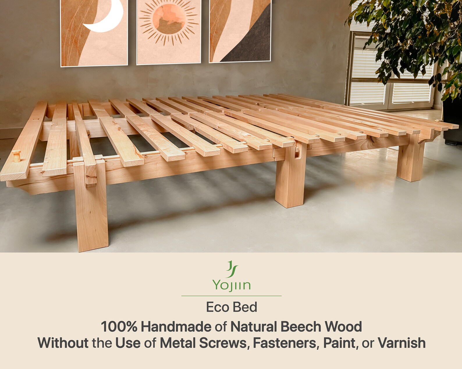 Platform Bed of Beech, Japanese Wooden Bed Frame by Yojiin, Bed Frames ...