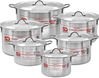 SQ Professional Taurus Set di casseruole in alluminio 6 pezzi con coperchi 26-40 cm