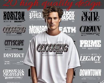 Tipografía / Diseños de ropa urbana con tipografía / Diseños tipográficos / Camiseta de ropa urbana / Camiseta con gráficos / DTF / DTG / Paquete de diseños / Camiseta