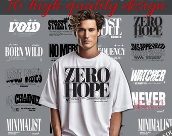 Streetwear Typography T Shirt Design Bundle Y2k Graphics PNG for DTF DTG Printing - Digital Download