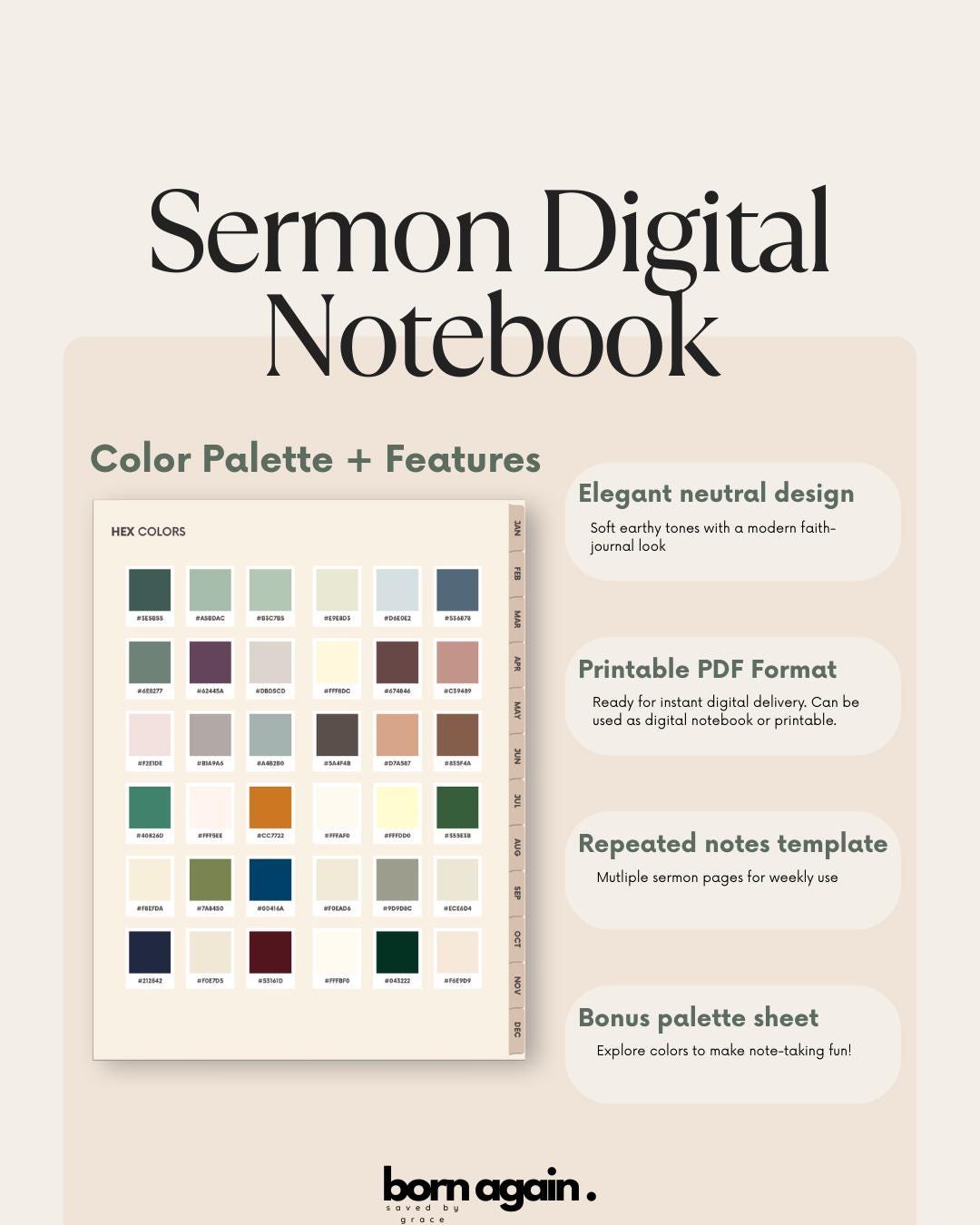 Minimalist Sermon Notes Printable | Bible Study Digital Notebook (PDF ...