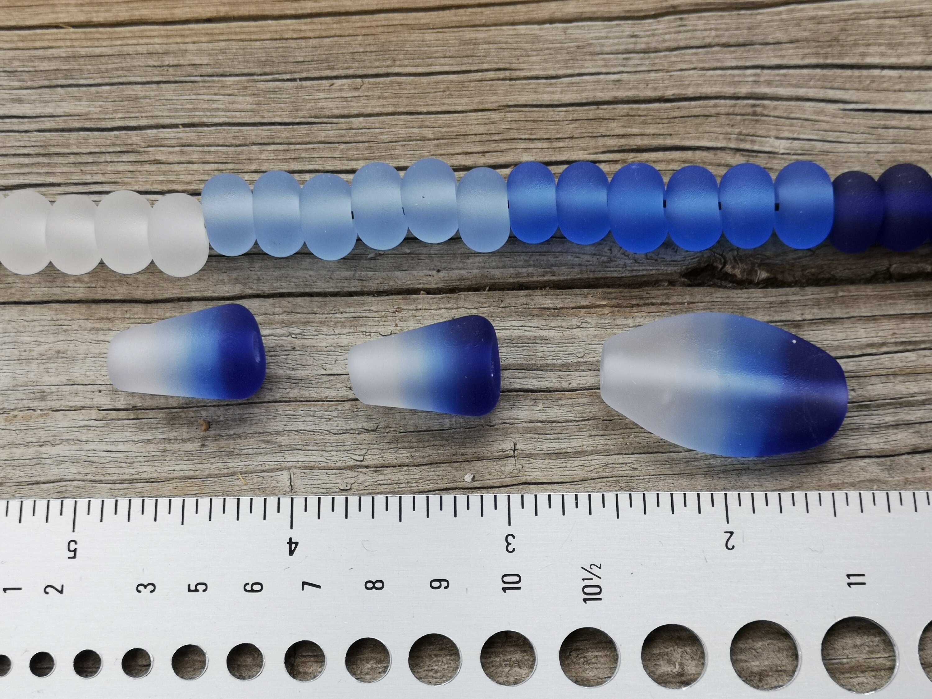 Blue Curacaoombre Bluehandmade Lampwork Glass Bead Set for Jewelry