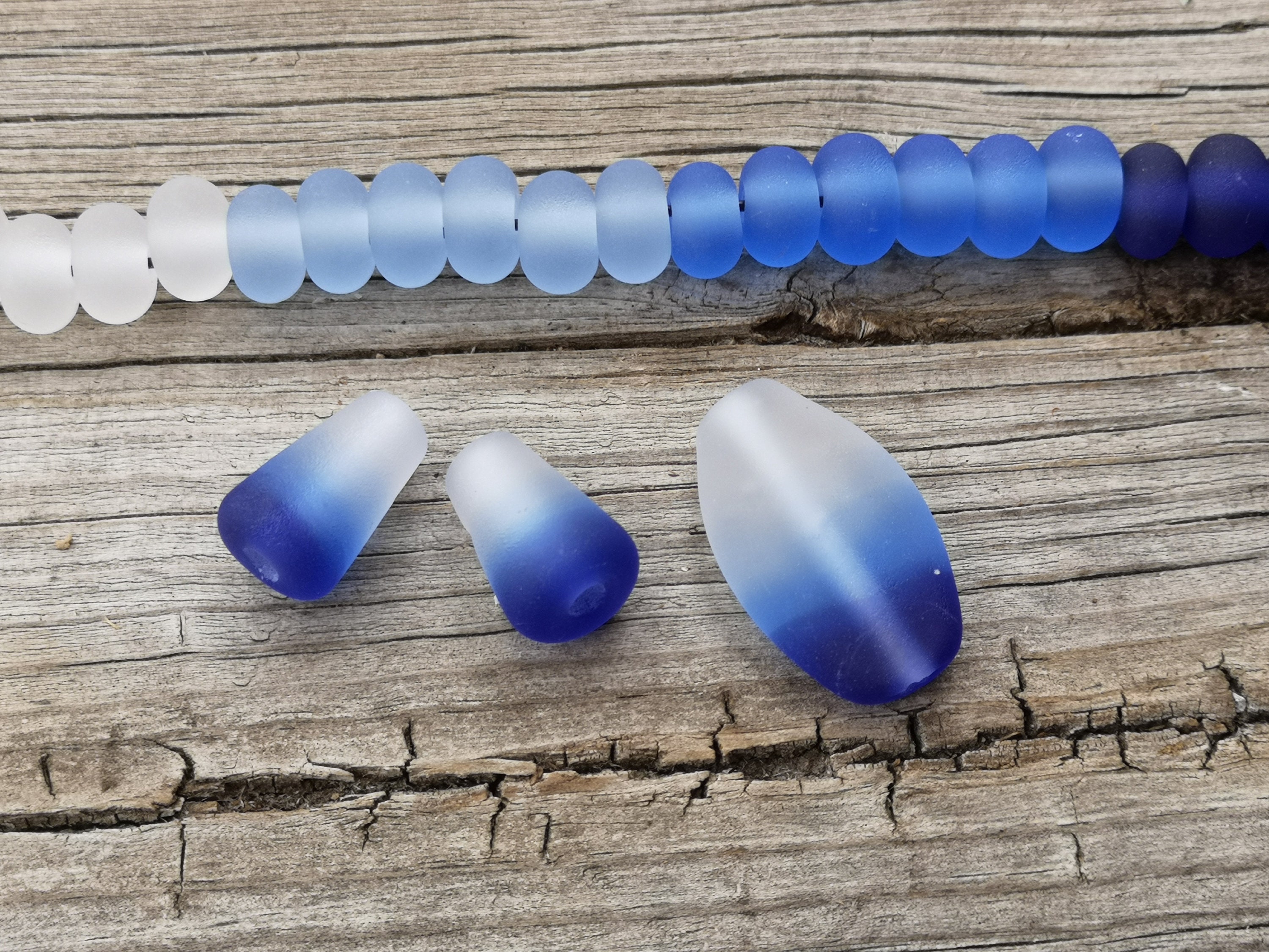 Blue Curacaoombre Bluehandmade Lampwork Glass Bead Set for Jewelry