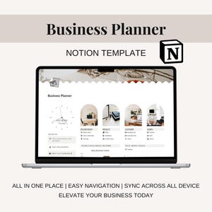 Notion Business Planner, Notion Digital Business Template for business owner, Small business Notion Planner for coach, freelancer, designer