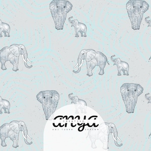 Elephants | Nature Premium seamless pattern 300 DPI PNG Instant digital Download Fabric printing Safari design File