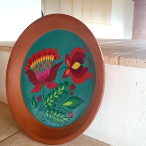 flowers painting colorful acrylic plate decoration furnishing clay coaster terracotta image 2