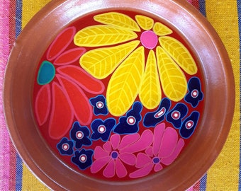 Posavasos Plato de arcilla acrílico flores de colores
