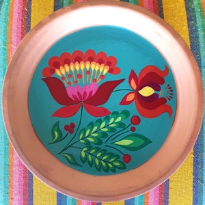 flowers painting colorful acrylic plate decoration furnishing clay coaster terracotta image 1