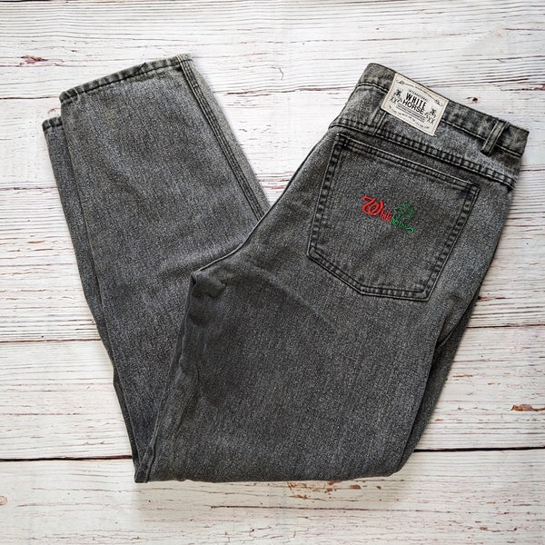 Grey melange mom boyfriend white horse vintage 90s jeans baggy rare unique piece