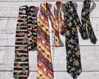 set of 3 silk Joop vintage ties tie set floral abstract patterns 90s