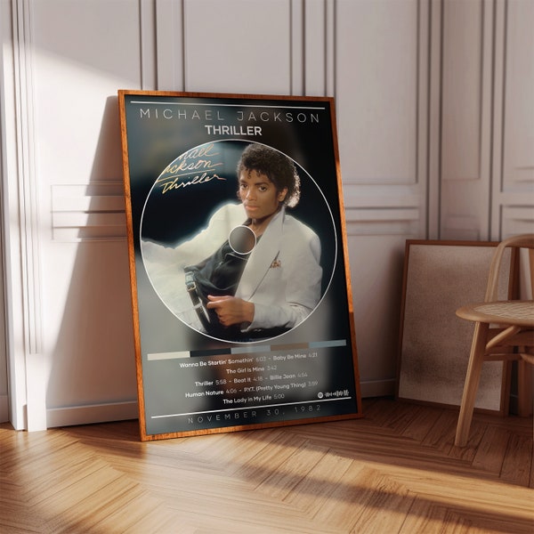 Michael Jackson Poster | Thriller Poster | Album Poster Print | Album Cover Poster | Pop Music Poster | Room Decor | Music Gift, Music Decor